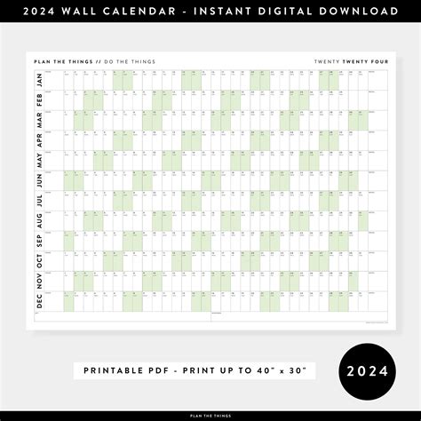 2024 Wall Calendar Large Printable Template Calendar