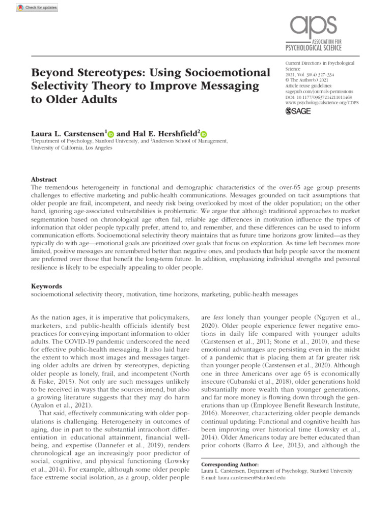 Socioemotional Selectivity Theory